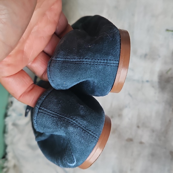 Sam Edelman Felicia Suede Blue Bow Comfortable Flats - Picture 3 of 5